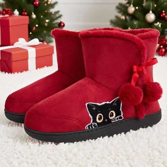 Cute Cat Cozy Indoor Bootie Slippers - Picture 5 of 5